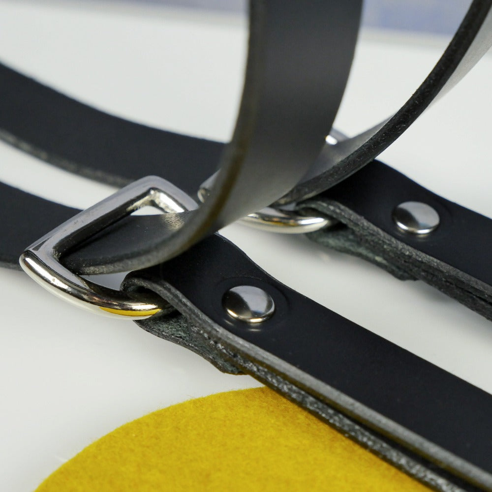Black Leather Dual Camera Harness Strap - Dolomites image 1